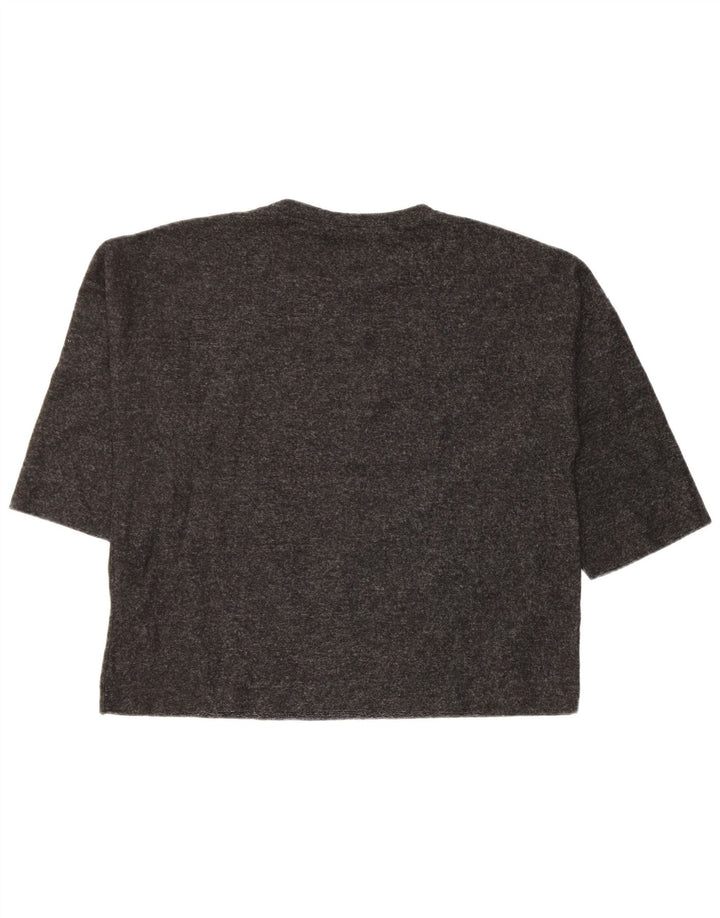 Zara Mujer Camiseta Holgada Top UK 44 Poliéster Manchado Gris Medio