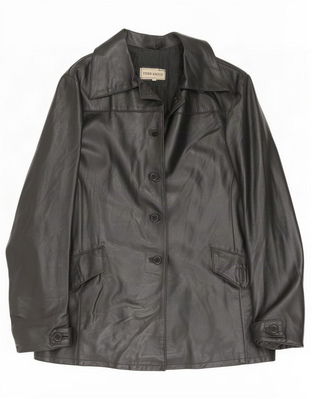 Terranova Chaqueta de cuero para mujer UK 44 Mediana Negro