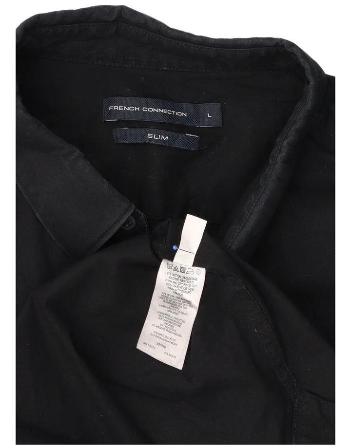 Camisa ajustada para hombre de French Connection, talla grande, de algodón azul marino