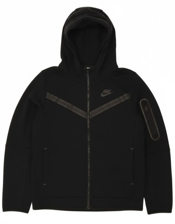 Nike Sudadera con capucha y cremallera para niños de 10 a 11 años, talla mediana, algodón negro