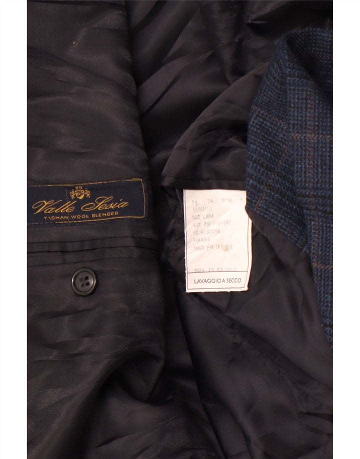 VALLE LESIA Chaqueta tipo blazer de 3 botones para hombre IT 54 2XL Pata de gallo azul marino