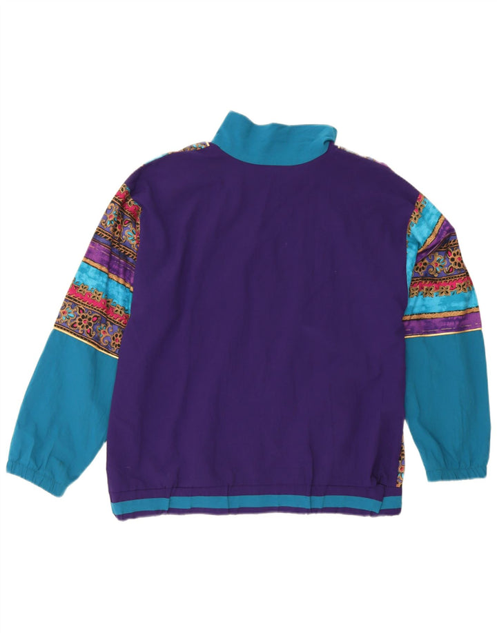 Vintage mujer chándal top chaqueta Reino Unido 16 gran bloque de color multicolor