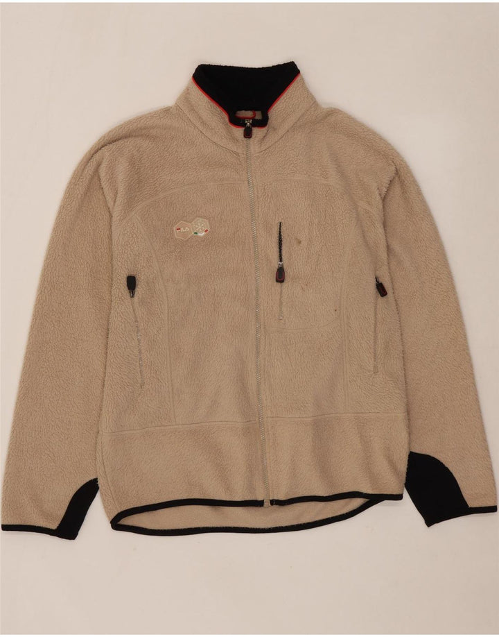 FILA Chaqueta polar para hombre UK 40 Large Beige Colorblock Poliéster