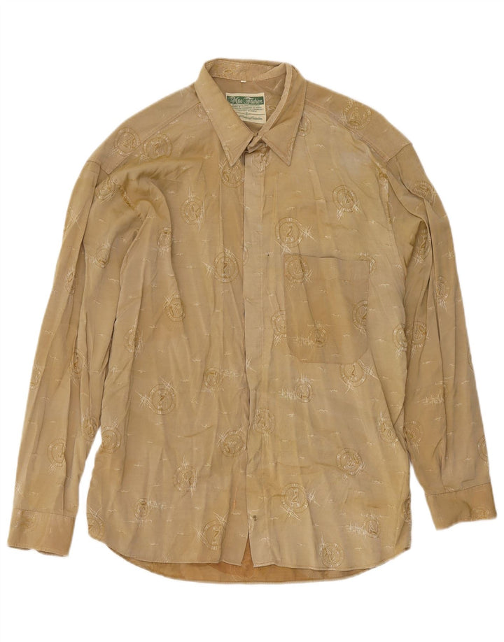 Mac Fashion Camisa con patrón abstracto para hombre, talla grande, color beige