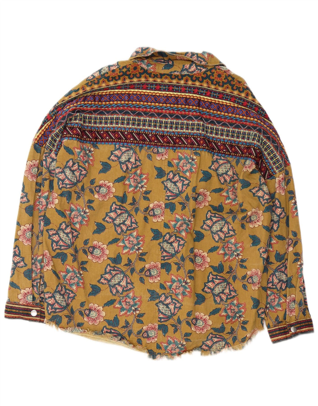 Zara Mujer Camisa Extragrande Reino Unido 10 Pequeño Caqui Floral