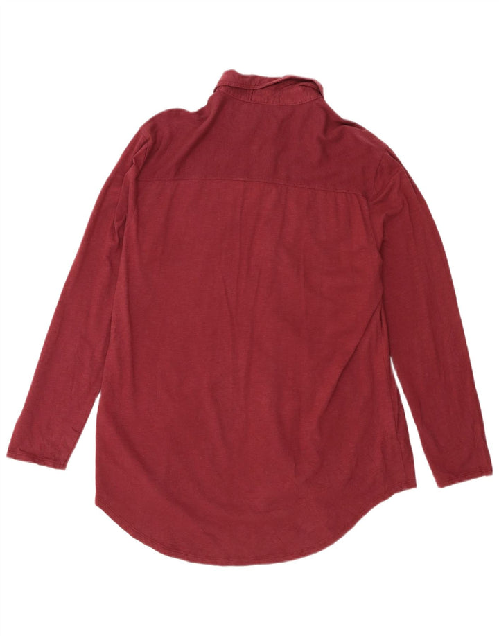 EDDIE BAUER Camisa de mujer UK 46 Grande Granate Algodón