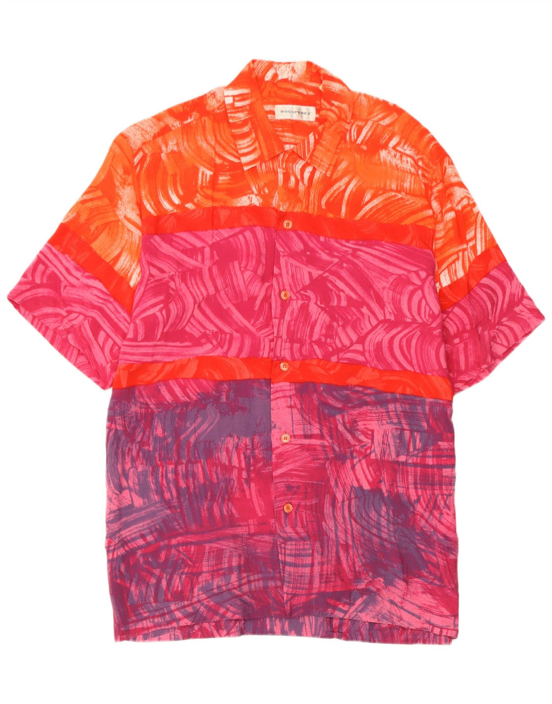 Camisa Vintage Hombre Manga Corta Viscosa Multicolor Mediana