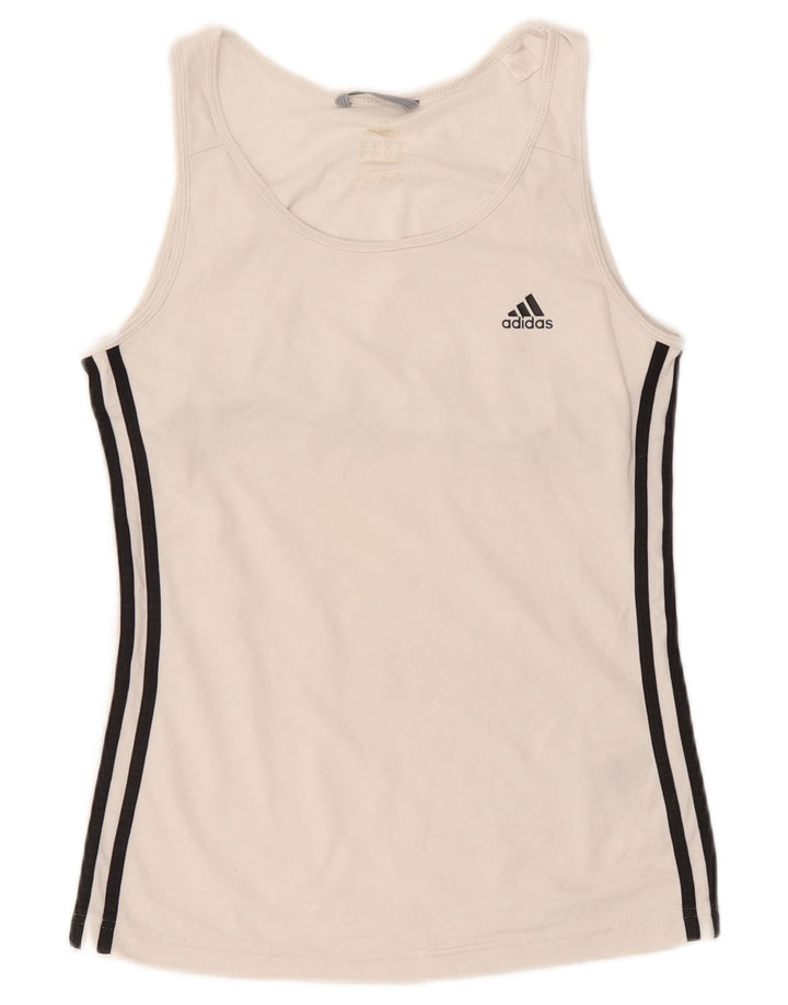 Adidas Mujer Chaleco Top UK 10 Pequeño Poliéster Blanco