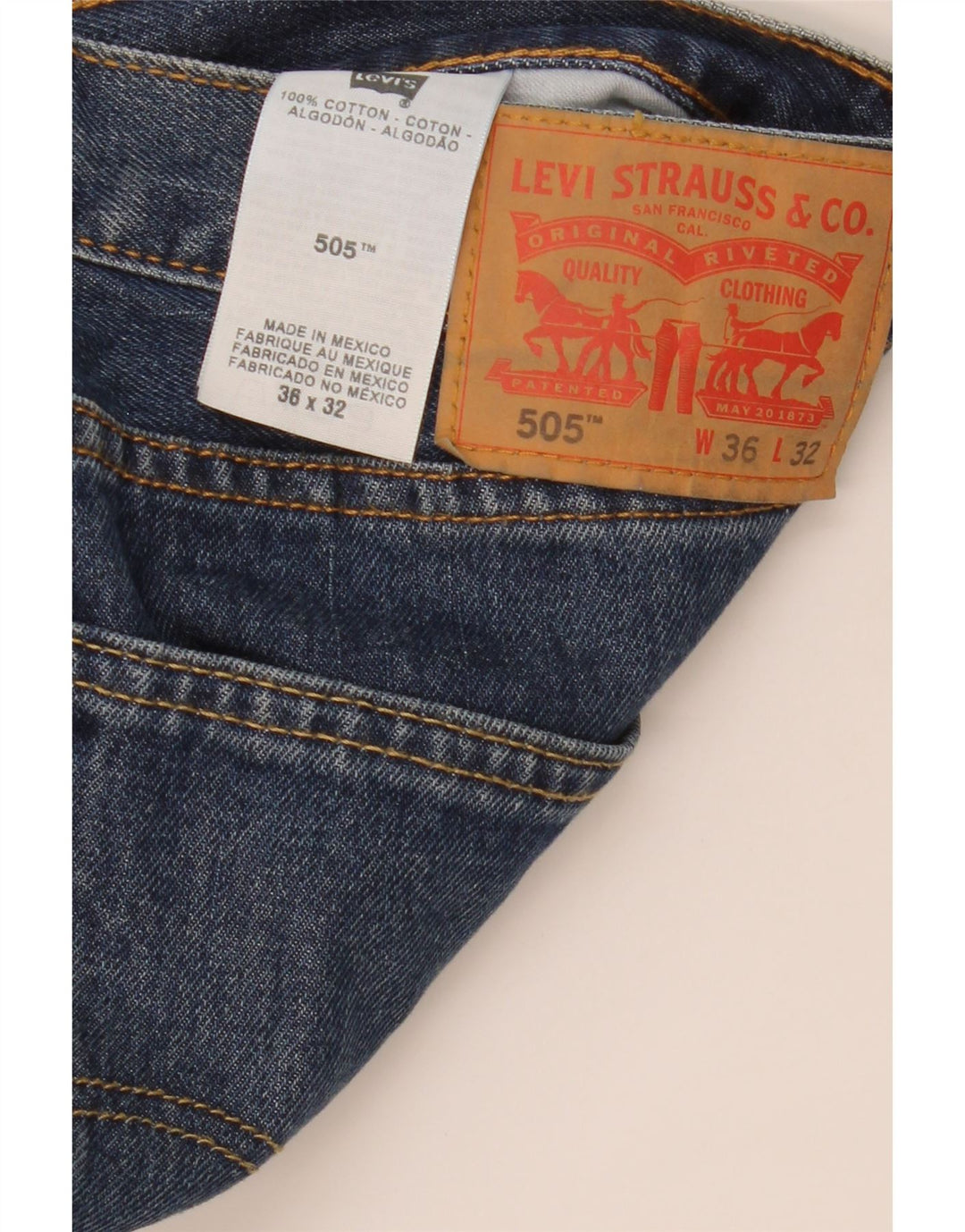 Levi's Jeans rectos 505 para hombre W36 L32 Algodón azul