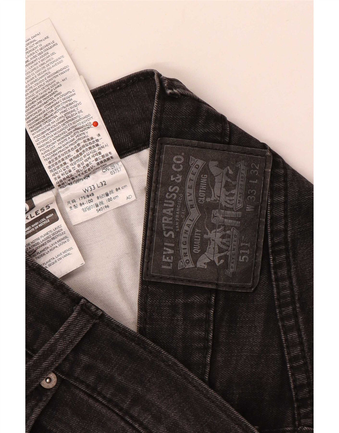 Levi's Hombre 511 Slim Jeans W33 L28 Algodón Gris