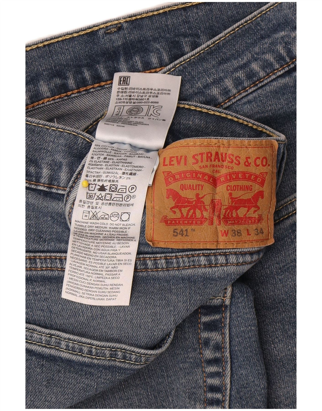 Vaqueros Levi's 541 Tapered para hombre W38 L34 Algodón azul