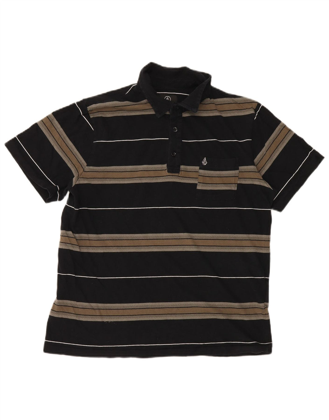 VOLCOM Polo Hombre Algodón Rayas Negro Mediano