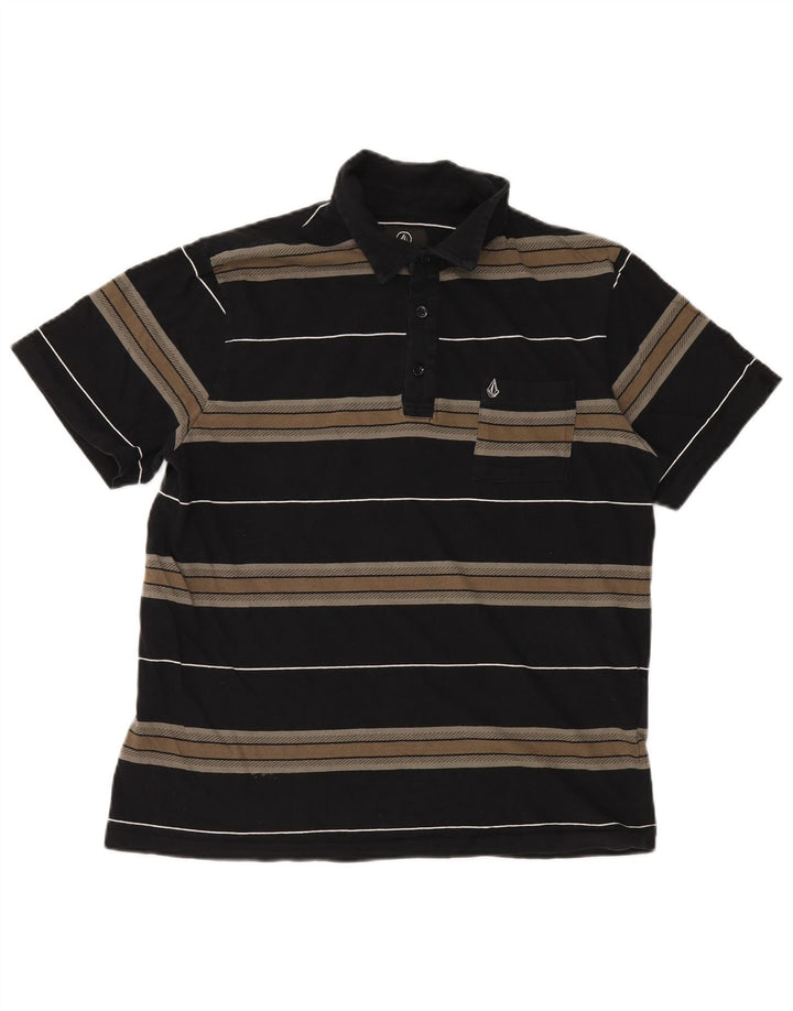 VOLCOM Polo Hombre Algodón Rayas Negro Mediano
