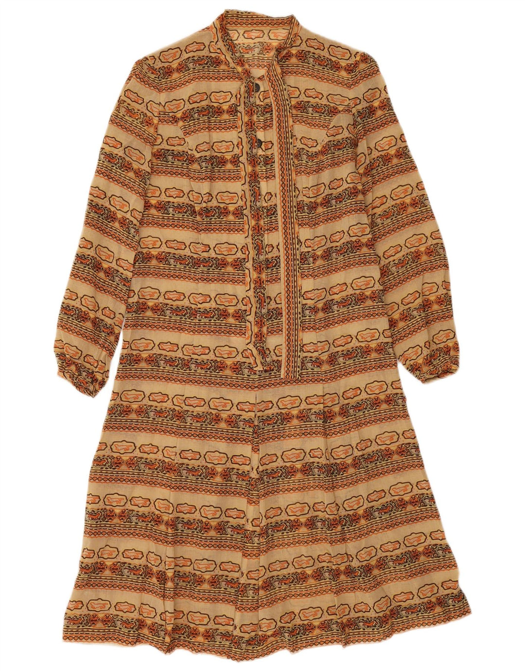 Vintage mujer A-Line vestido Reino Unido 12 medio multicolor Fair Isle