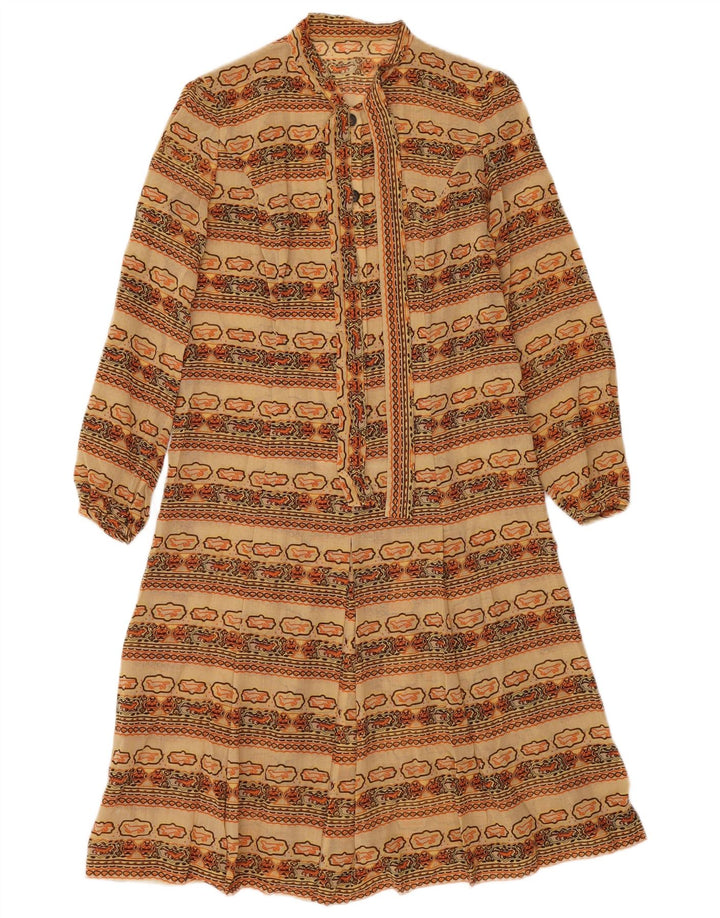 Vintage mujer A-Line vestido Reino Unido 12 medio multicolor Fair Isle