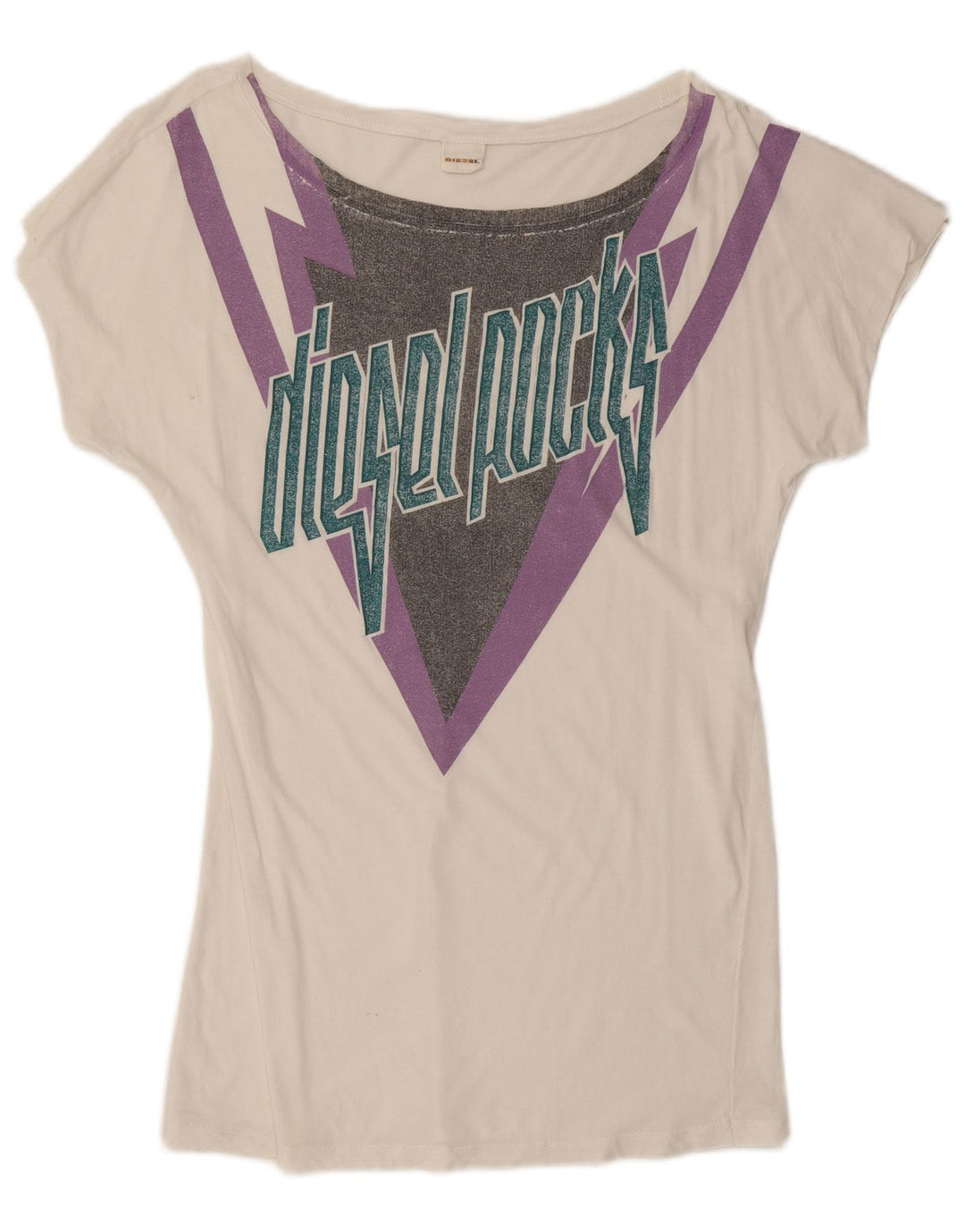 DIESEL Camiseta gráfica para mujer Top UK 10 Small White