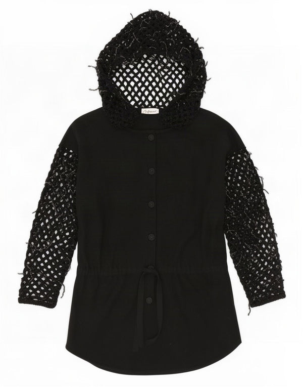 Di Bari Cárdigan extragrande con capucha y palangre para mujer EU 40 Medium Black
