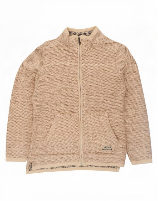 Weird Fish Mujer Chándal Top Chaqueta UK 10 Small Beige Algodón