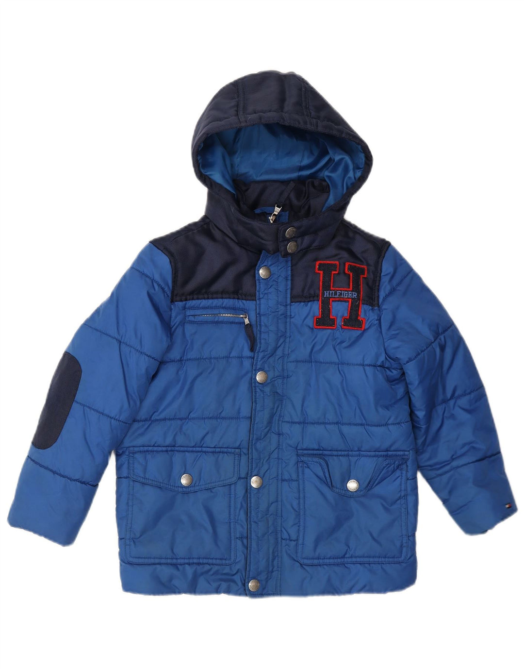TOMMY HILFIGER Chaqueta acolchada con gráfico para niños 4-5 años XS Azul Colorblock