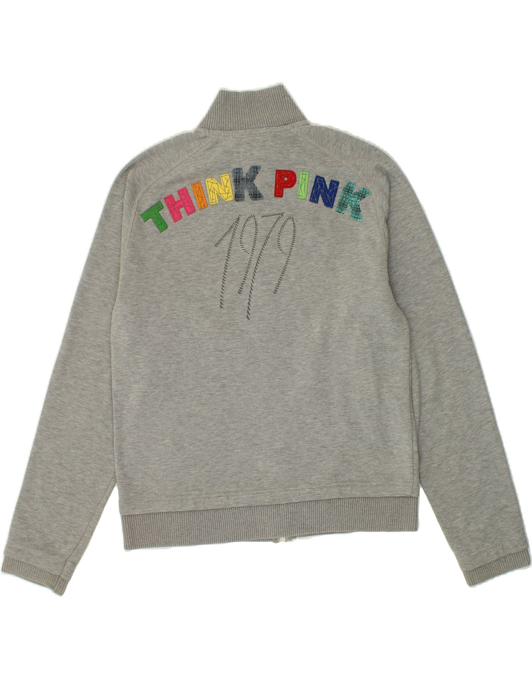 THINK PINK Womens Tracksuit Top Jacket UK 16 Large Grey Cotton Vintage Think Pink and Second-Hand Think Pink from Messina Hembry 