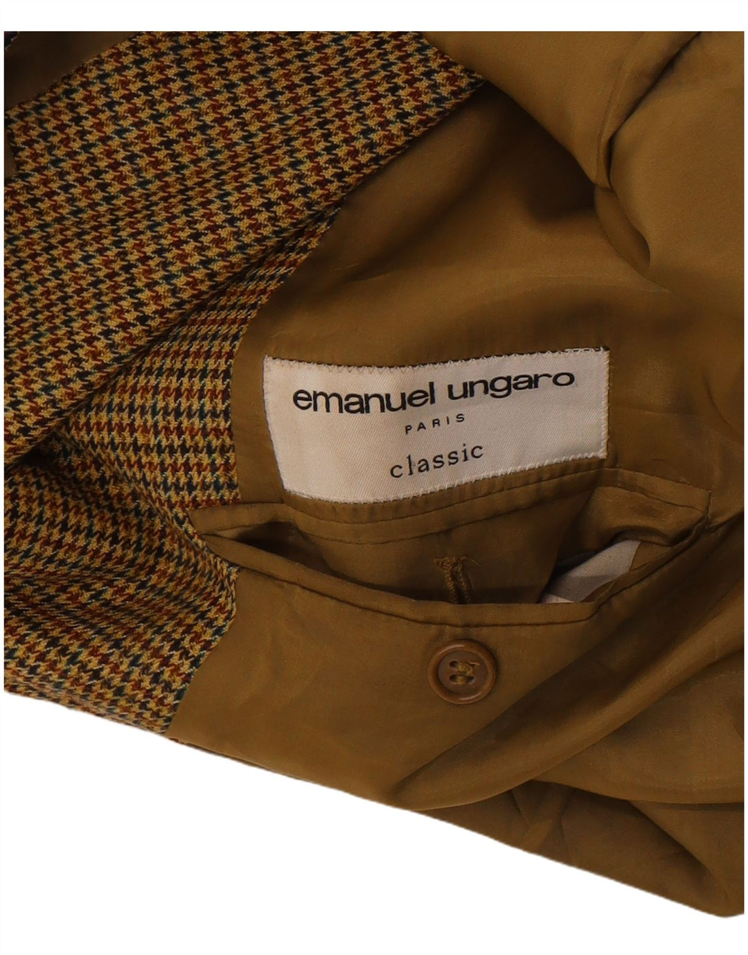 Emanuel Ungaro Chaqueta tipo blazer de 3 botones para hombre UK 38 Marrón medio Pata de gallo