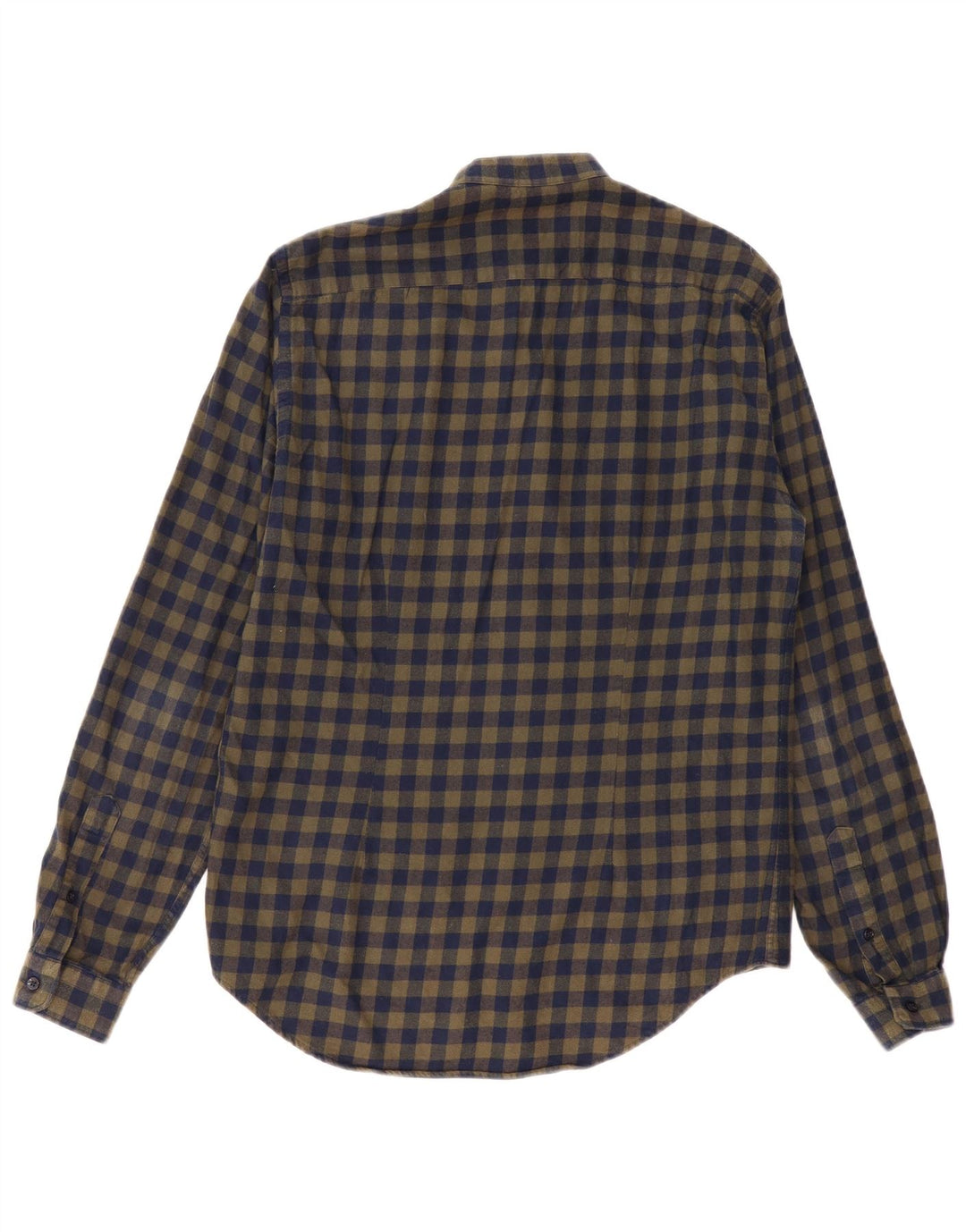 ZARA Hombre Camisa Slim Fit De Franela Cuadros Caqui Medio