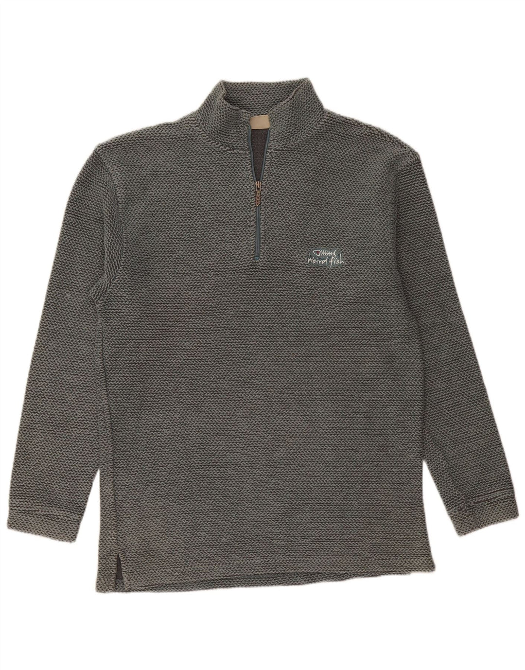 Weird Fish - Sudadera con cuello y cremallera para hombre, color verde medio, algodón