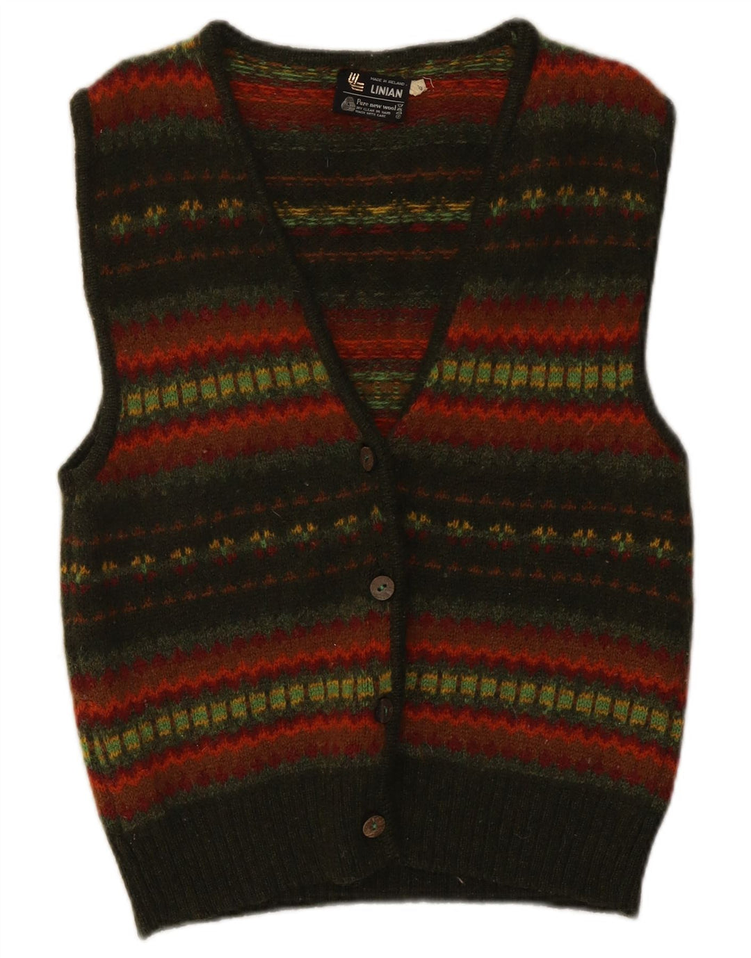 VINTAGE Mujer Cardigan Suéter EU 40 Mediano Rayas Multicolores