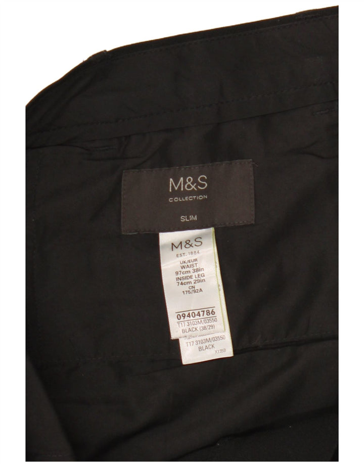 Marks & Spencer Pantalones chinos ajustados para hombre W38 L29 Poliéster negro