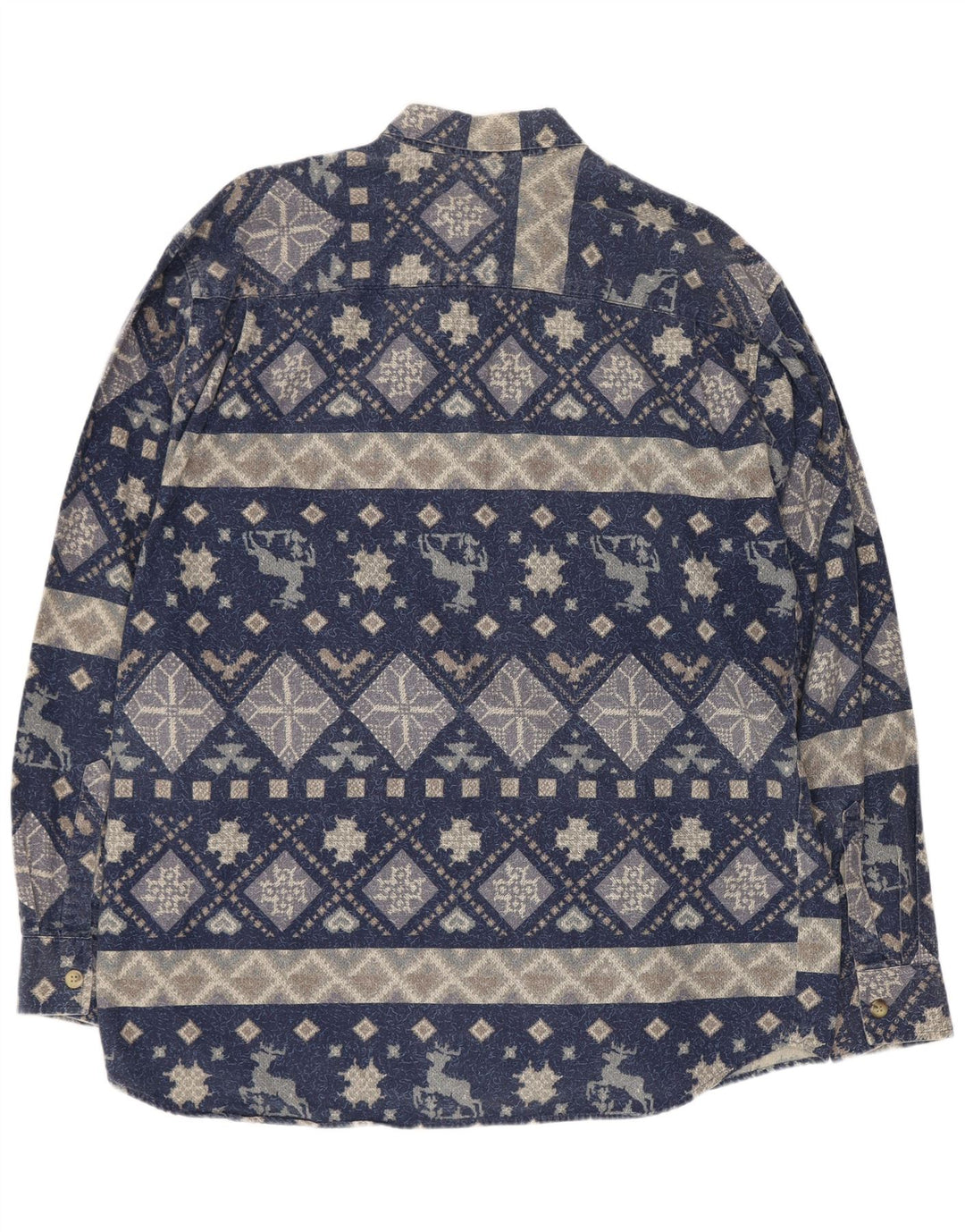 Vintage camisa para hombre grande azul marino geométrico