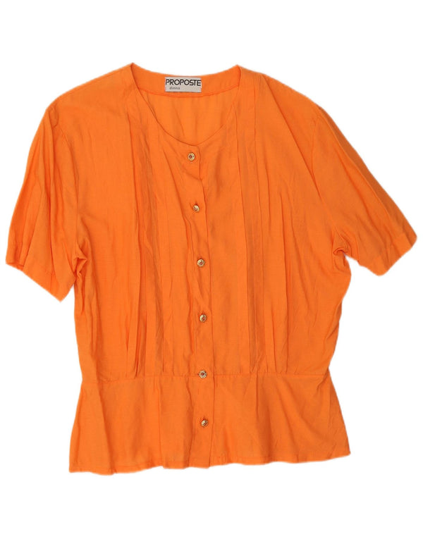Vintage mujer manga corta camisa blusa Reino Unido 14 naranja grande