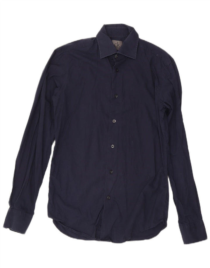 Calvin Klein Camisa para hombre Talla 38 15 Algodón azul marino mediano