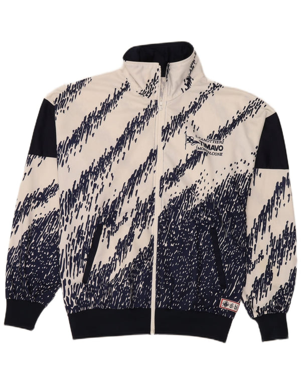 Vintage hombres chándal top chaqueta medio azul marino colorblock