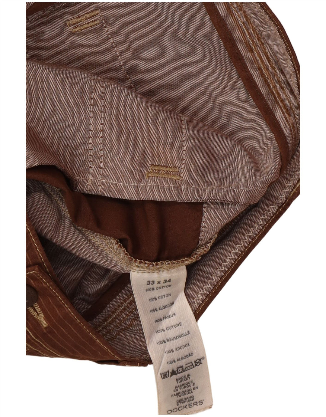 DOCKERS Pantalón Chino Slim Fit para Hombre W34 L34 Marrón Pinstripe Classic