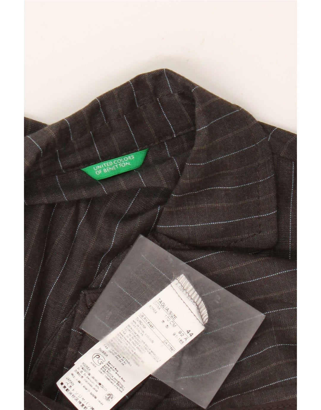 Benetton Blazer De 2 Botones IT 44 Viscosa A Rayas Gris Medio
