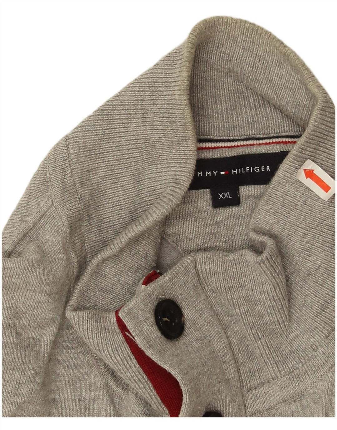 Tommy Hilfiger Jersey con cuello y botones para hombre, talla 2XL, algodón gris