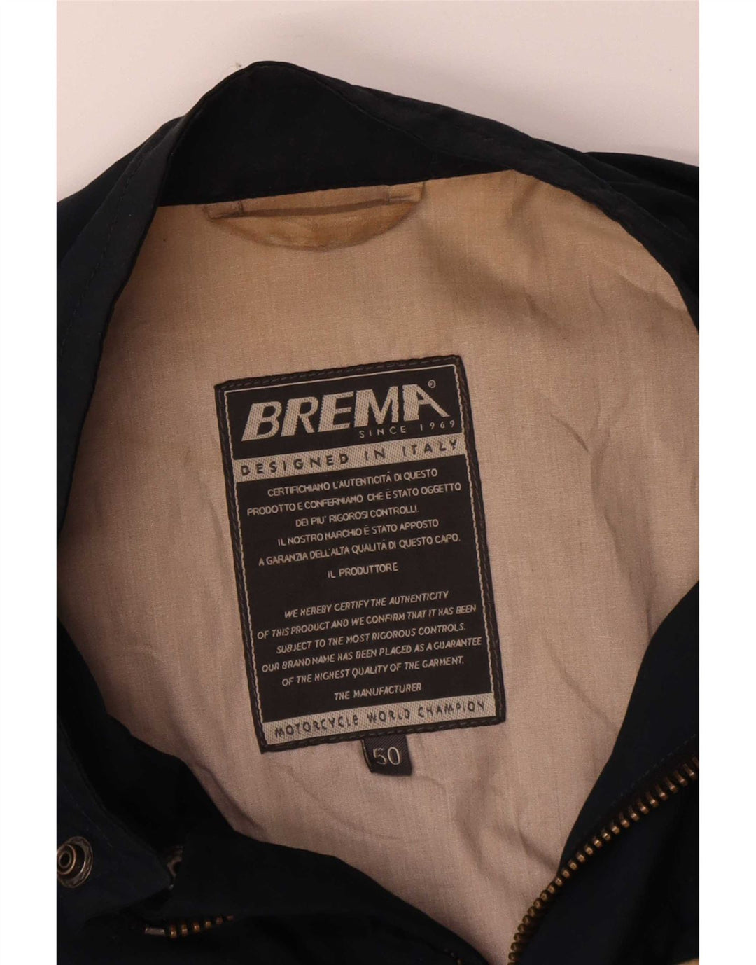 Brema Mens Graphic Bomber Jacket IT 50 Grande Azul Marino
