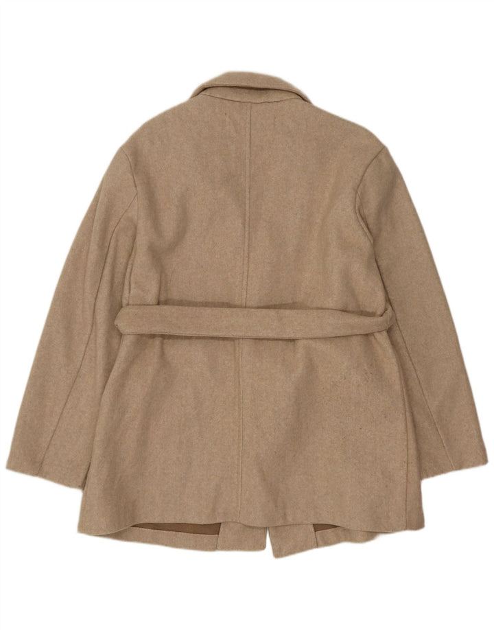 Zara Mujer Chaqueta Blazer Extragrande Larga UK 6 XS Poliéster Beige