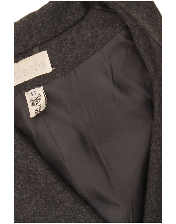 VINTAGE Womens 3 Button Blazer Jacket IT 44 Medium Grey Wool