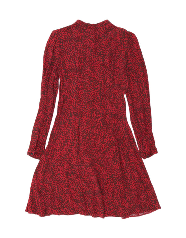 WAREHOUSE Vestido camisero para mujer UK 8 Small Red Animal Print Viscosa
