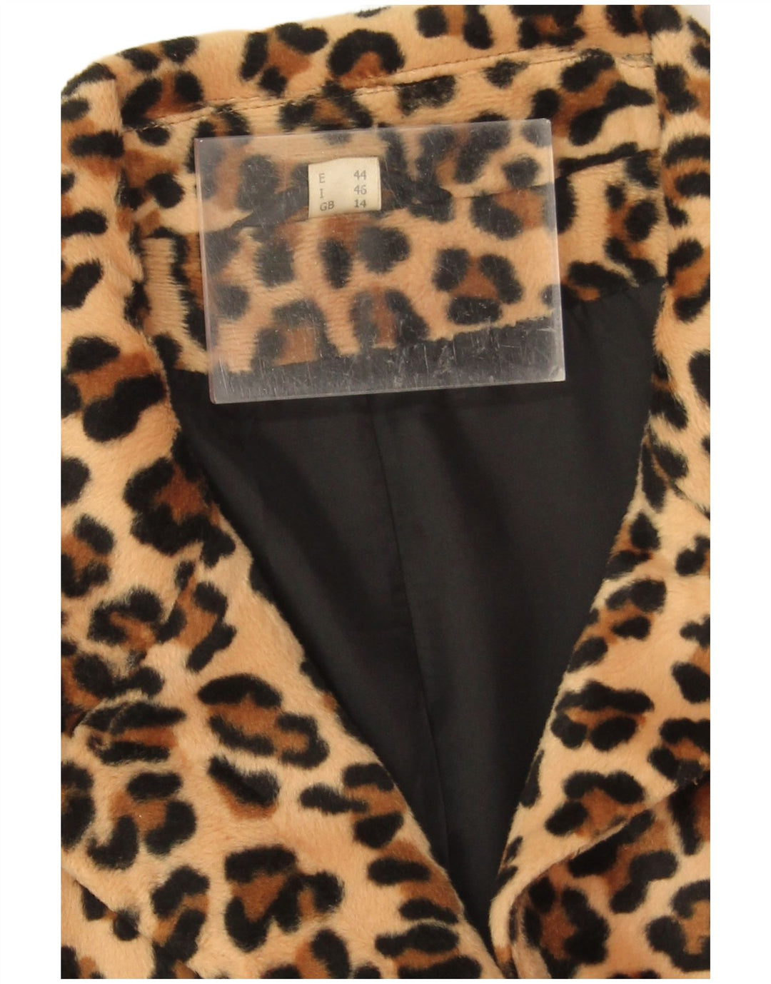 Vintage mujer 3 botones Blazer chaqueta Reino Unido 14 gran beige animal print