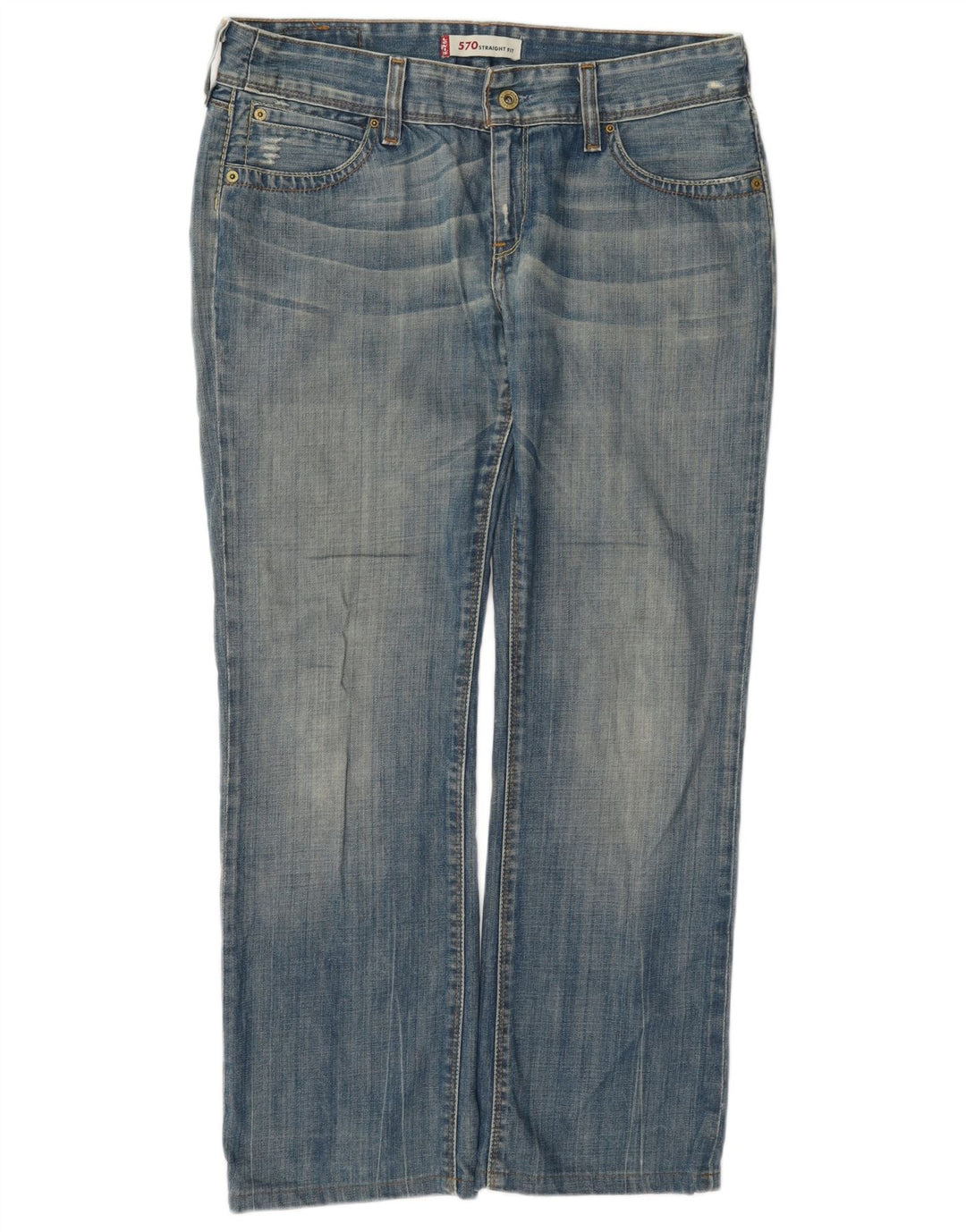 Levi's Mujer 570 Vaqueros Rectos Desgastados W32 L28 Algodón Azul