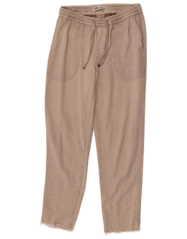 Zara Mujer Pantalón Chino Tapered Pequeño W26 L27 Beige