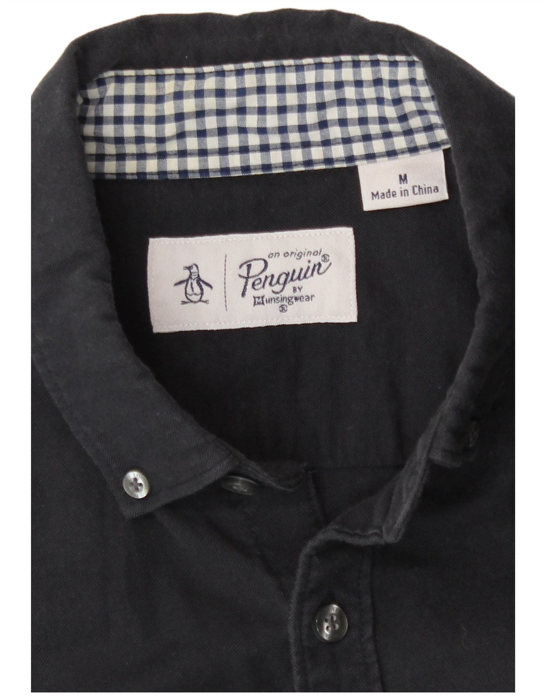 Camisa Penguin Hombre Mediana Algodón Negro