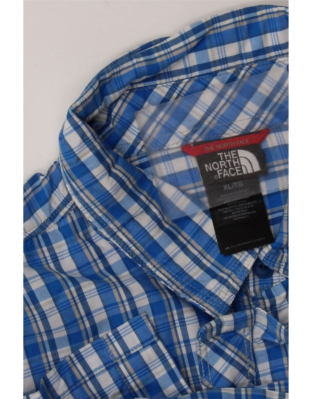 THE NORTH FACE Camisa Manga Corta Hombre XL Azul Cuadros Nylon