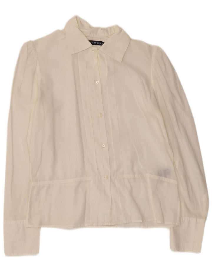 RALPH LAUREN Camisa de esmoquin para mujer US 8 Mediana de algodón blanco roto