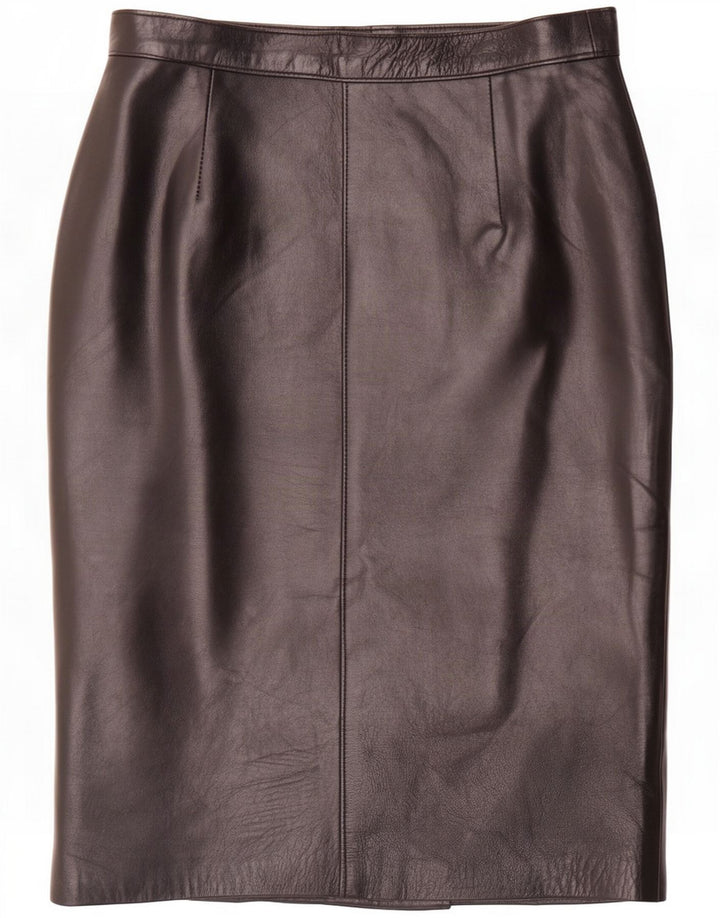 Falda de cuero vintage para mujer IT 44 Medium W28 Black