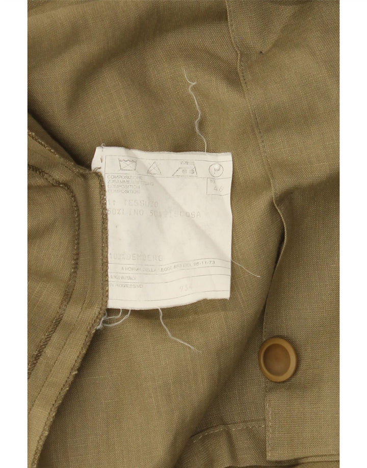 VINTAGE Womens Double Breasted Blazer Jacket IT 46 Large Beige Linen Vintage Vintage and Second-Hand Vintage from Messina Hembry 