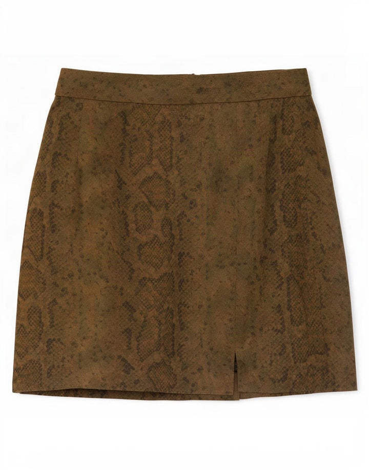 Minifalda vintage para mujer IT 44 Mediana W27 Caqui Animal Print