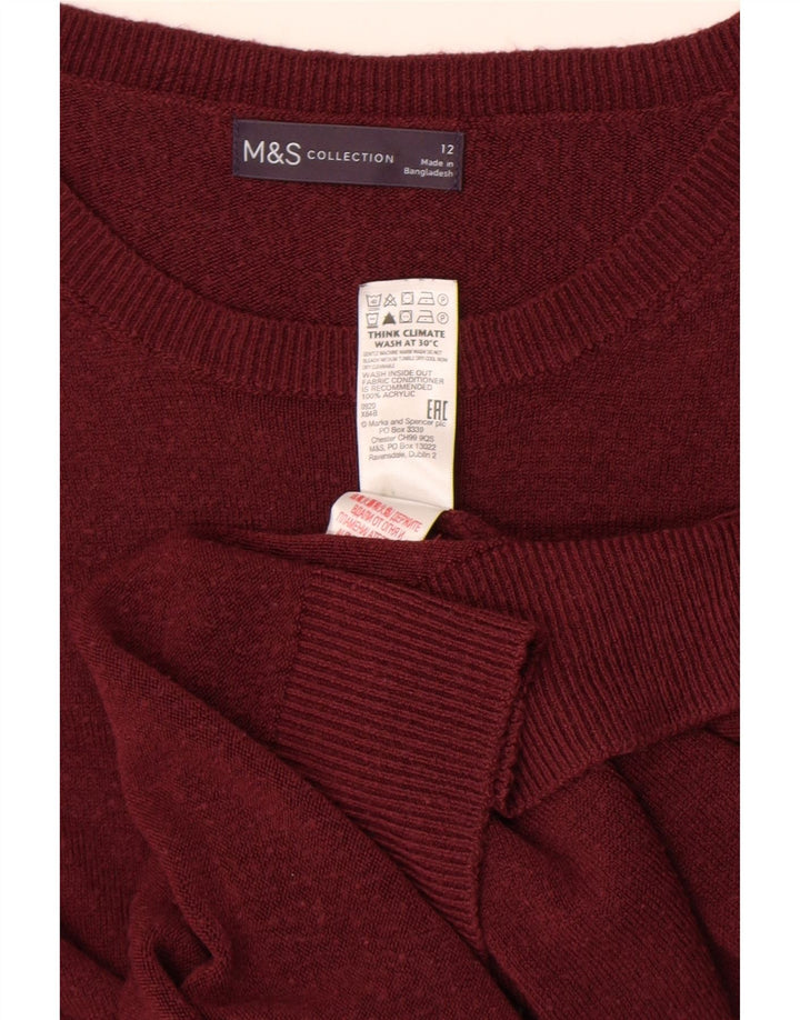 Marks & Spencer Suéter tipo jersey con cuello barco para mujer Reino Unido 12 Acrílico granate mediano